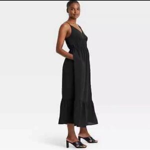 Who What Wear Sleeveless Ruffle Hem Midi Dress Black Size 1X